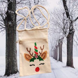 NWOT Reindeer Unicorn Canvas crossbody